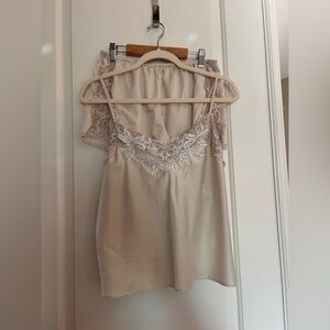 Ivory & Lace Trim Cami Top & matching shorts